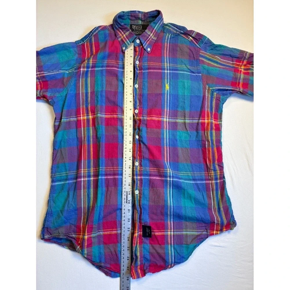 Polo Ralph Lauren Men's L Short Sleeve Plaid Button Down Shirt Multicolor